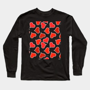 Heartzy Pattern White Outline Blk inner shadow Long Sleeve T-Shirt